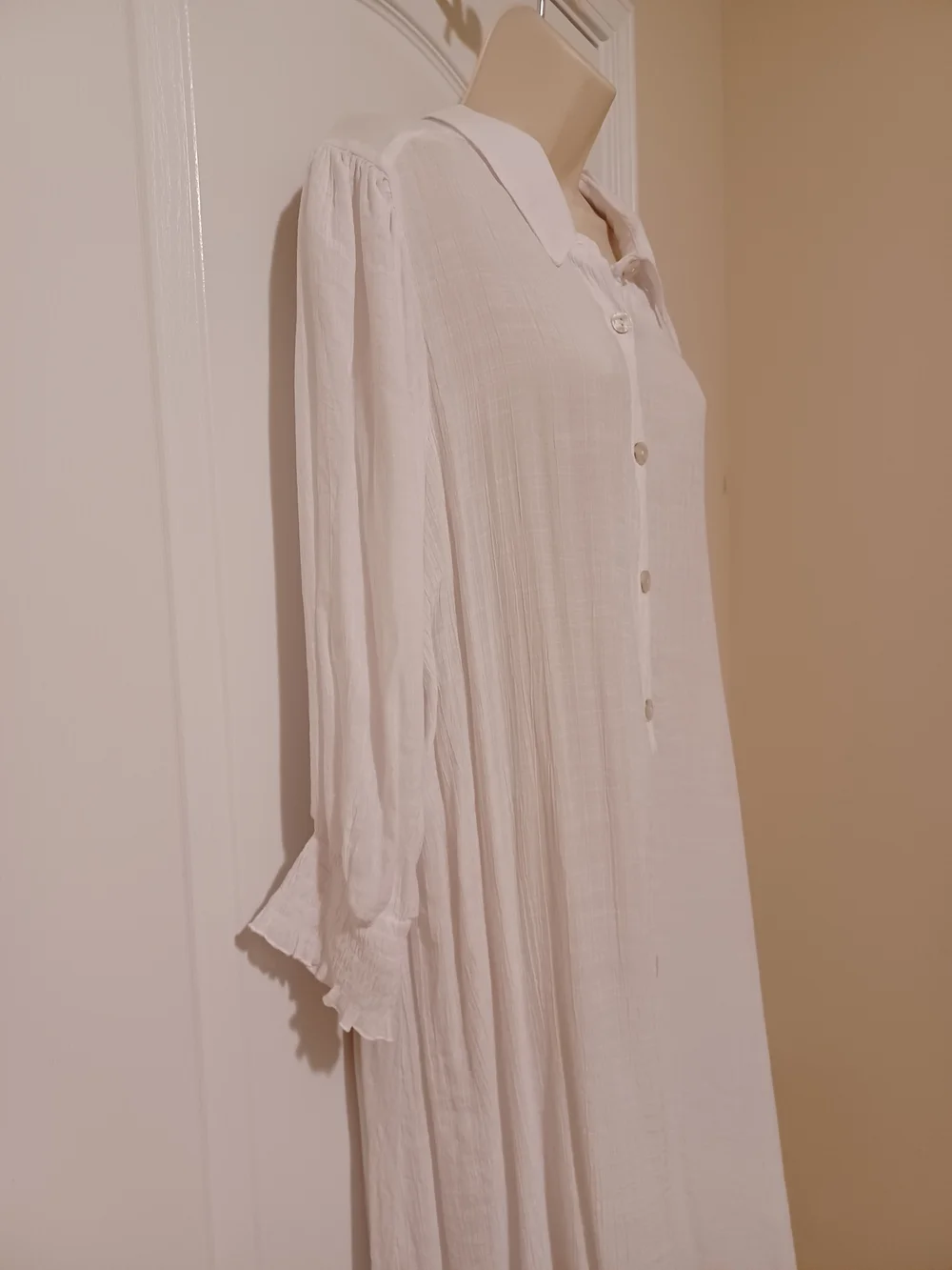 Women’s White Slip-On Button-Front Swim Coverup